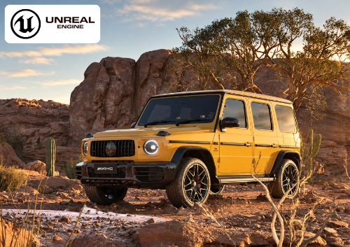 Unreal Engine 5 platform card showcasing high-fidelity automotive real-time 3D experiences.